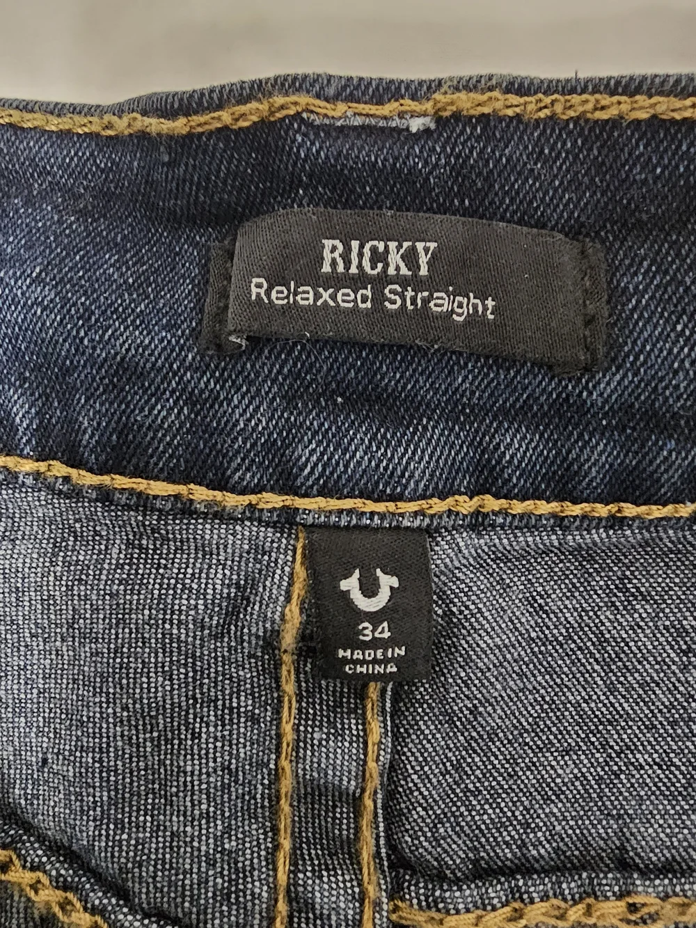 True Religion Ricky Big T Flap Raw Hem Denim Shorts Men's 34 Dark Wash Relaxed